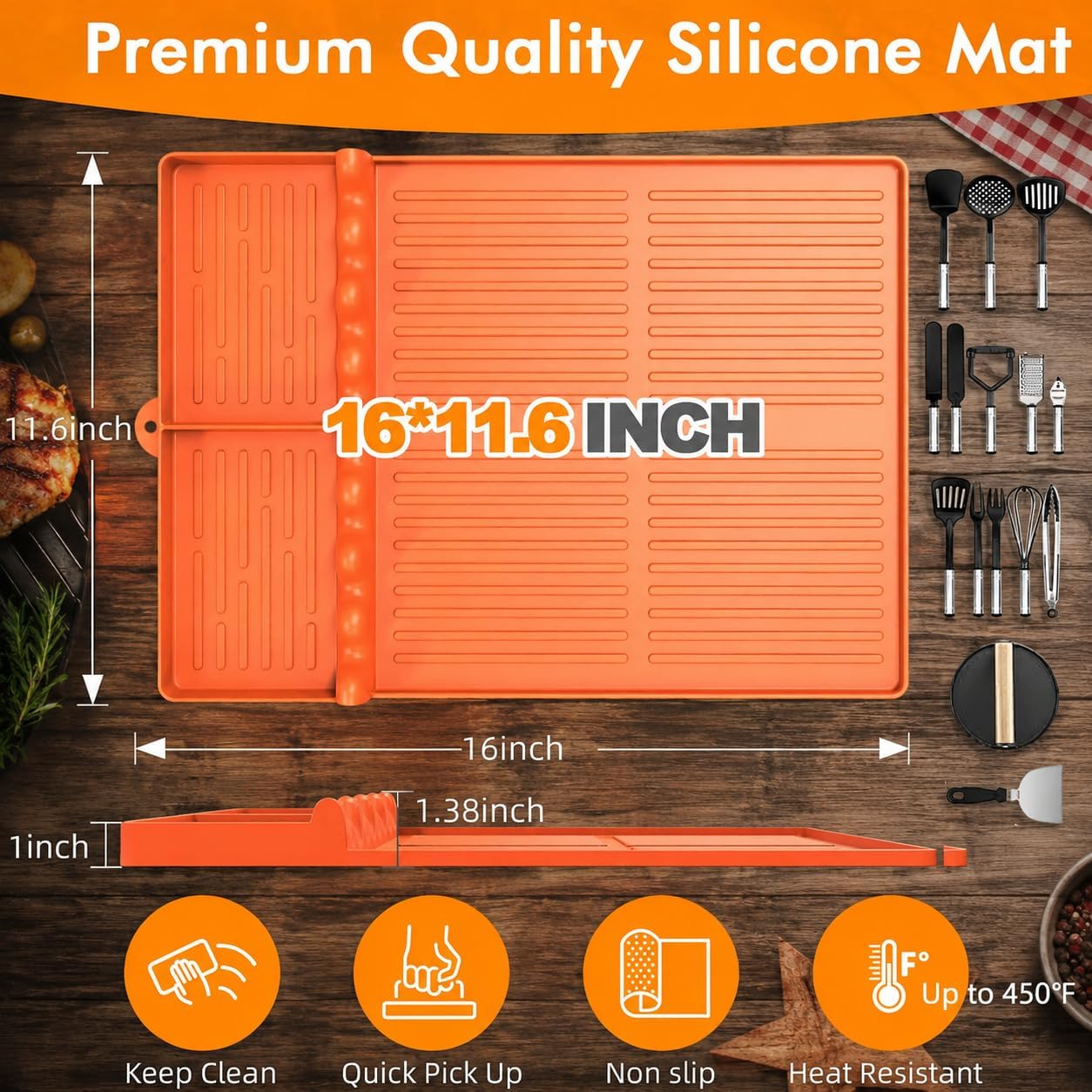 Silicone Griddle Tool Mat - Fl - Heat Resistant Mat avaliação e preço
