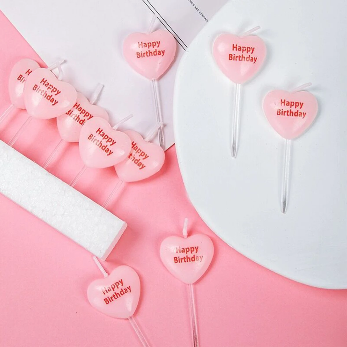 5pcs Cute Heart Shaped Birthda - Zebra Candle Supplies avaliação e preço