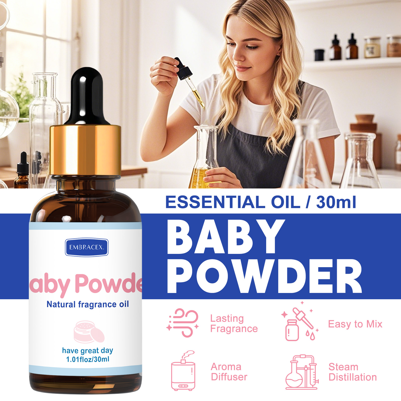 30ml Baby Powder Essential Oil - Candle Fragrance Supplies avaliação e preço