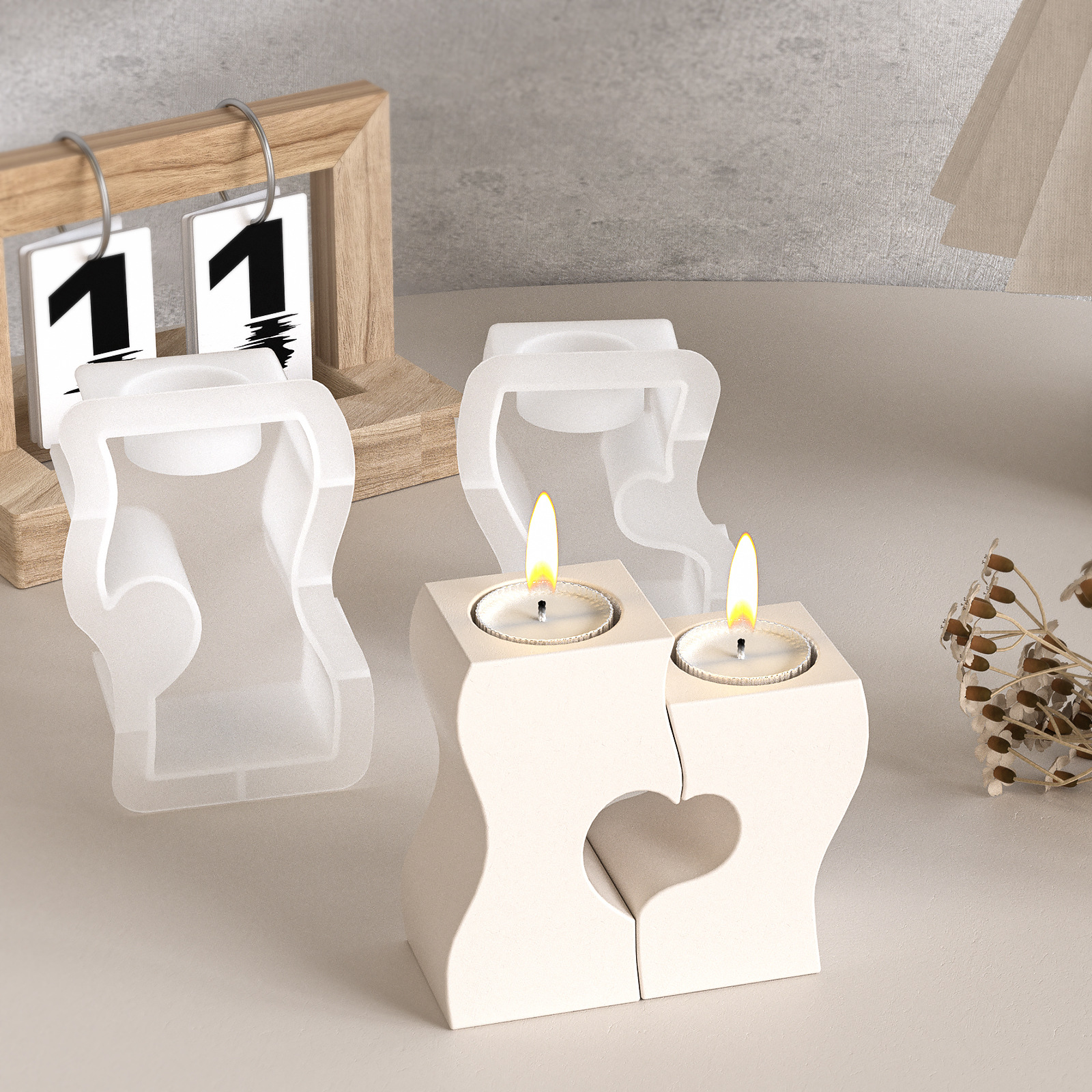 S Heart Candlestick Silicone M - Candle Making Supplies Kit avaliação e preço