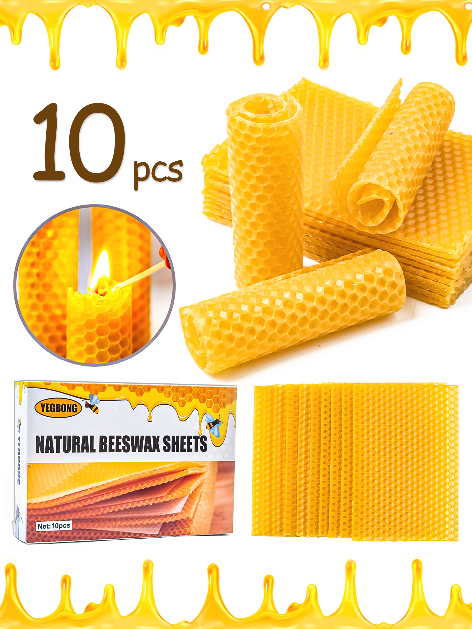 10Pcs Natural Honeycomb Bee Wa - Candle Making Supplies Kit avaliação e preço